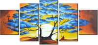 70CM 150CM ZEGAR 5 ELEM ODPOCZYNEK BŁĘKITNYM DRZEWEM DRUK OBRAZ