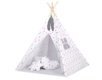 namiot tipi dla dzieci +mata + zawieszki pióra - gwiazdy