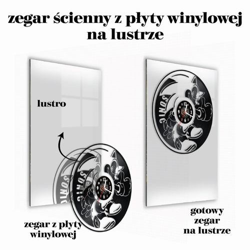 Zegar Ścienny z płyty winylowej na lustrze BAJKI 64 wzory 29x59cm na Arena.pl