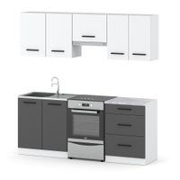 Kuchnia Nowoczesna Modułowa Mała Z Blatem 2m Biała Biały Mat Szary Mat