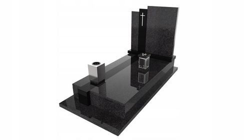 Lampion znicz nagrobny na pomnik srebrny stal nierdzewna + czarny granit na Arena.pl