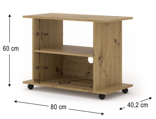 Szafka RTV pod telewizor YOGI stolik na kółkach dąb artisan na Arena.pl
