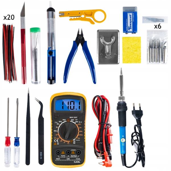Lutownica ZESTAW NARZĘDZI DO LUTOWANIA 40 ELEMENTÓW MULTIMETR 6 GROTÓW CYNA zdjęcie 5