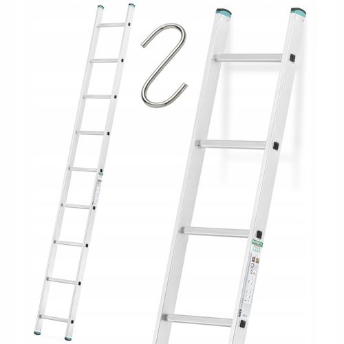 Drabina aluminiowa przystawna ALOSS mocna TUV 1x9 - 2,56m na Arena.pl