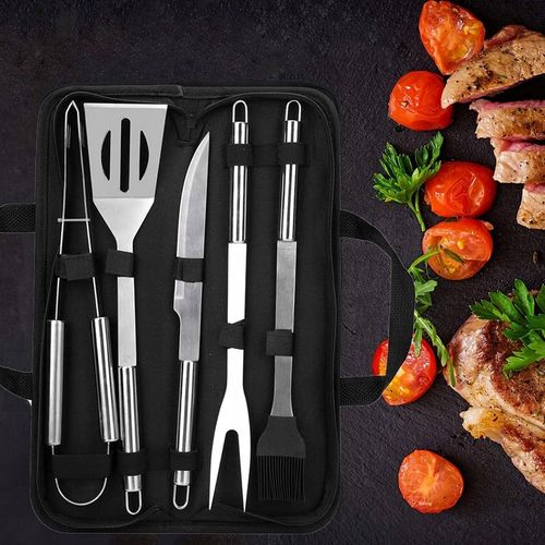 STALOWY Zestaw grillowy akcesoria przybory sztućce do grilla 5w1 + ETUI na Arena.pl
