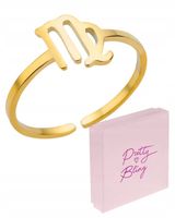 Pierścionek damski POZŁACANY ZNAK ZODIAKU regulowany PANNA stal 316L