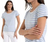 Damska Koszulka T-shirt Bawełniana w Paski Klasyczna BŁĘKITNA MORAJ XXL