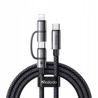MCDODO SZYBKI KABEL PRZEWÓD 2W1 USB C DO USB C + LIGHTNING W OPLOCIE 1.2M