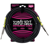 Kabel instrumentalny gitarowy mono JACK 6m Ernie Ball P06419 czarny