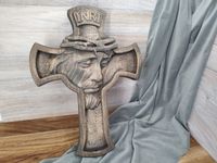 Płaskorzeźba obraz w drewnie Krzyż Jezus ukrzyżowany INRI bierzmowanie 70cm