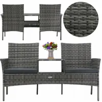 Meble Ogrodowe Wyprzedaż 2x Fotel Stół Zestaw Technorattan Komplet Poduszki