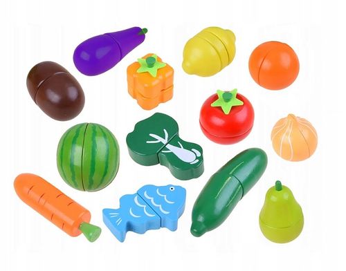 KLOCKI MAGNETYCZNE DREWNIANE OWOCE WARZYWA KLOCKI DUŻY ZESTAW MONTESSORI na Arena.pl