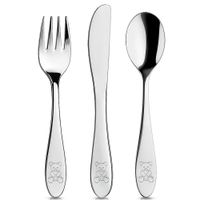 Sztućce dla Dzieci Dziecka Stalowe Widelec Nóż Łyżka Zestaw Sztućców Miś