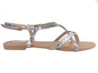 Srebrne błyszczące sandały damskie japonki płaskie 37