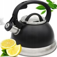 CZAJNIK Z GWIZDKIEM STAL NIERDZEWNA na INDUKCJĘ GAZ 2,5L TRADYCYJNY CZARNY