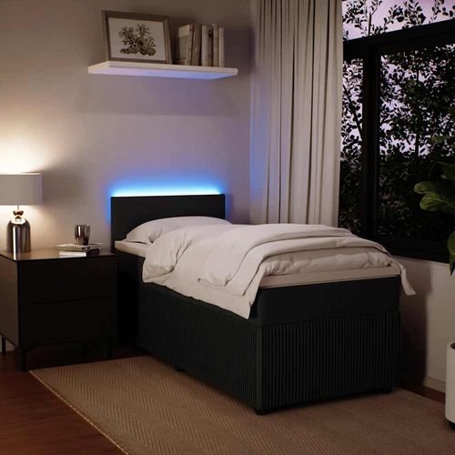 Łóżko kontynentalne z materacem, czarne, aksamit 80x200 cm na Arena.pl