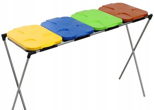 stojak do segregacji odpadów (4-stanowiskowy) niebieski, zielony, brązowy na Arena.pl