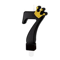 Świeczka na tort cyfra 7 z koroną czarna
