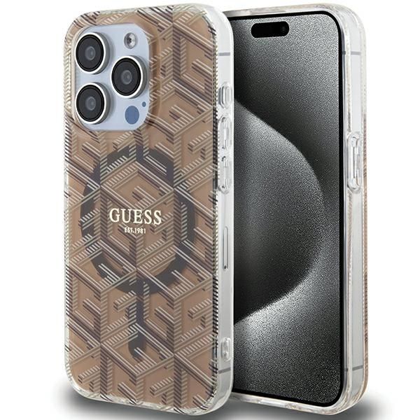 Etui Guess do iPhone 15 Pro Max, Brązowy, MagSafe zdjęcie 1