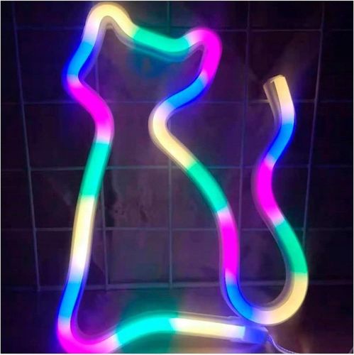 Lampka Nocna LED Neon Kot Dekoracja USB na Arena.pl