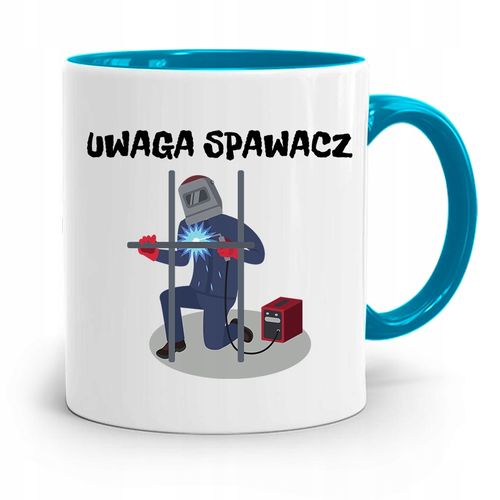 Kubek Błękitny Spawacza Uwaga Spawacz Z Nadrukiem Ze Zdjęciem na Arena.pl