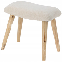 TABORET BOUCLE KRUK BEŻOWY DREWNO SOSNOWE 40x28x38 CM DO SALONU