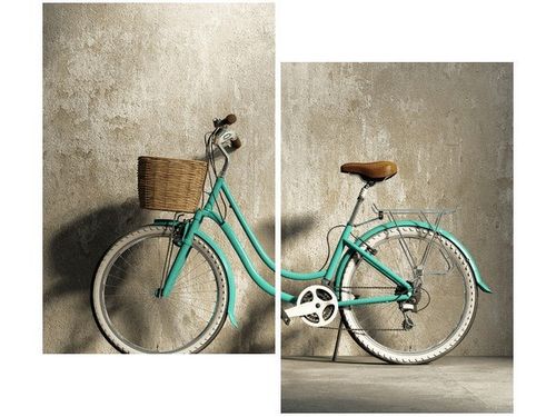 OBRAZ ROWER RETRO ZIELONY KLASYK KOSZYKIEM na Arena.pl