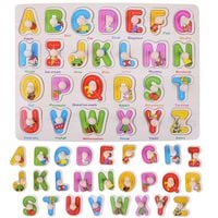 literki drewniane abecadło drewniane 2w1 + język angielski za4751