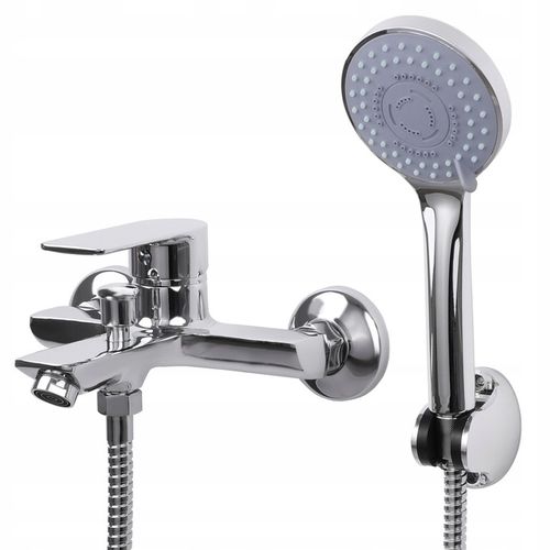 Bateria wannowa ścienna z prysznicem chrom zestaw do wanny łazienkowy na Arena.pl