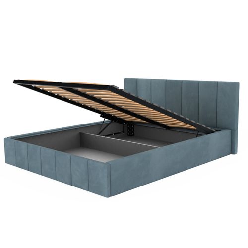 ŁÓŻKO TAPICEROWANE DO SYPIALNI 140x200 ŁÓŻKO PREMIUM Z POJEMNIKIEM MORSKIE na Arena.pl