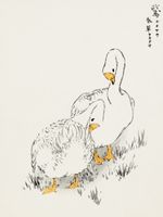 Plakat 15x20cm Duck and Young Grass, Kashu Vintage do Salonu