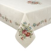 Obrus dekoracyjny gobelin 140x180 Eurofirany naturalny w kwiaty róże