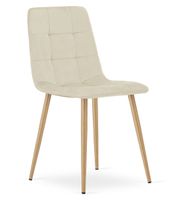 Krzesło tapicerowane beżowe KARA aksamit jadalnia loft nowoczesne