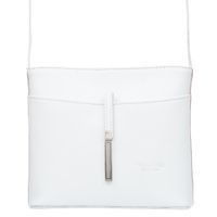 VERA PELLE torebka skórzana listonoszka z paskiem na ramię V159 biała