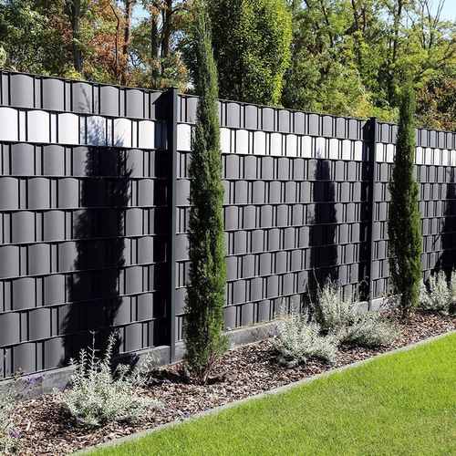 Taśma ogrodzeniowa na płot ogrodzenie wąska 4,75cm x35m antracyt UV +klipsy na Arena.pl