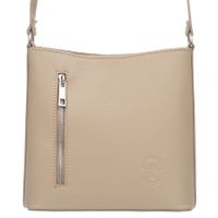 VERA PELLE torebka damska skórzana listonoszka z paskiem V723 beżowa