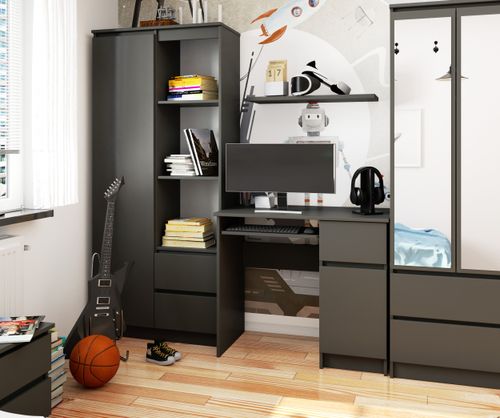 Biurko komputerowe 90 cm Piksel prawe - grafit szary na Arena.pl