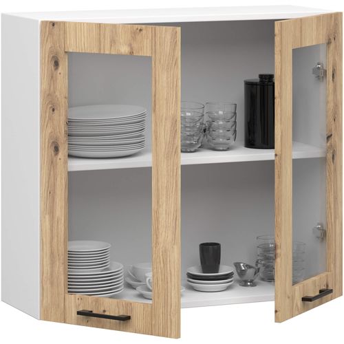 Szafka OLIWIA Witryna W80 H720 BIAŁA / DĄB ARTISAN na Arena.pl