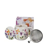 KUBEK Z ZAPARZACZEM POKRYWKĄ DUO KWIATY MAY 430 ML