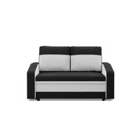 Sofa rozkładana, mikrofaza, AURELO, 148x87x90, czarny, biały | TYLETEGOTU