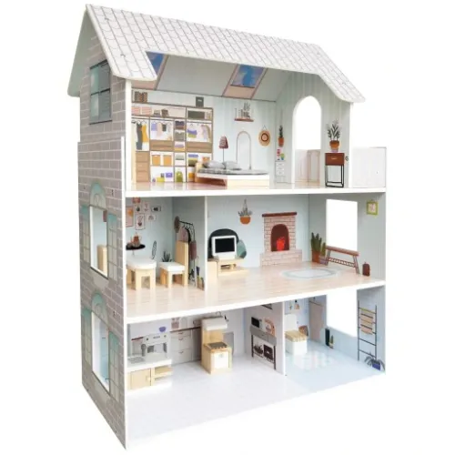 DUŻY DREWNIANY DOMEK DLA LALEK XXL 3 PIĘTRA +MEBLE na Arena.pl