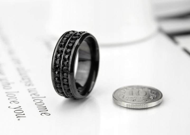 OBRĄCZKA CZARNA STAL JUBILERSKA KRYSZTAŁKI 16 zdjęcie 5