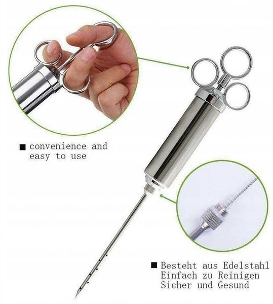 Strzykawka do PEKLOWANIA Natrysku Mięsa MARYNATĄ NASTRZYKIWARKA Stal 3 IGŁY zdjęcie 14