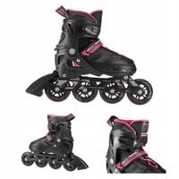 Łyżworolki regulowane damskie czarno-różowe kółka kauczukowe Nils r. 39-42