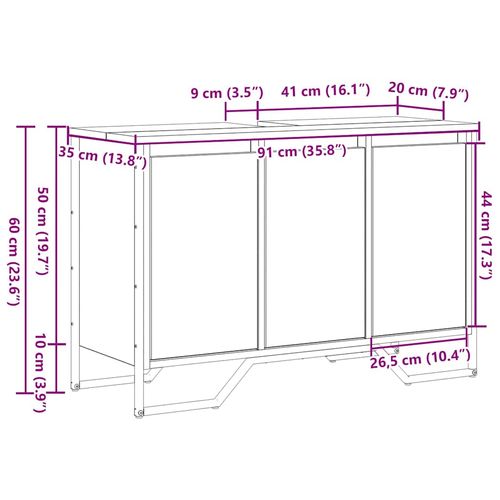 Szafka pod zlew z przechowywaniem Czarny Dąb 91 x 35 x 60 cm na Arena.pl