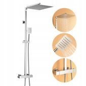 Zestaw prysznicowy ze stali nierdzewnej z termostatem, regulowana wysokość