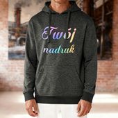 Bluza z kapturem grafitowy melanż z Twoim nadrukiem - Kangaroo S