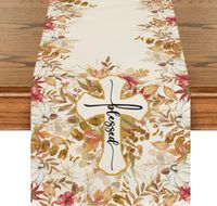 Bieżnik na Stół - Artoid Mode Krzyż Eukaliptus Liście Jesień 40x140cm