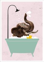 PLAKAT BEZ RAMY do Łazienki WC Toalety KACZUSZKA SŁOŃ WANNA P2571_50x70