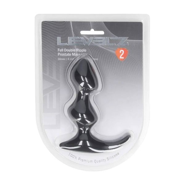 Full Double Ripple Silicone Prostate Massager - Black zdjęcie 2